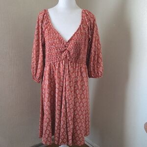 Torrid Terracotta Floral Long Sleeve Dress